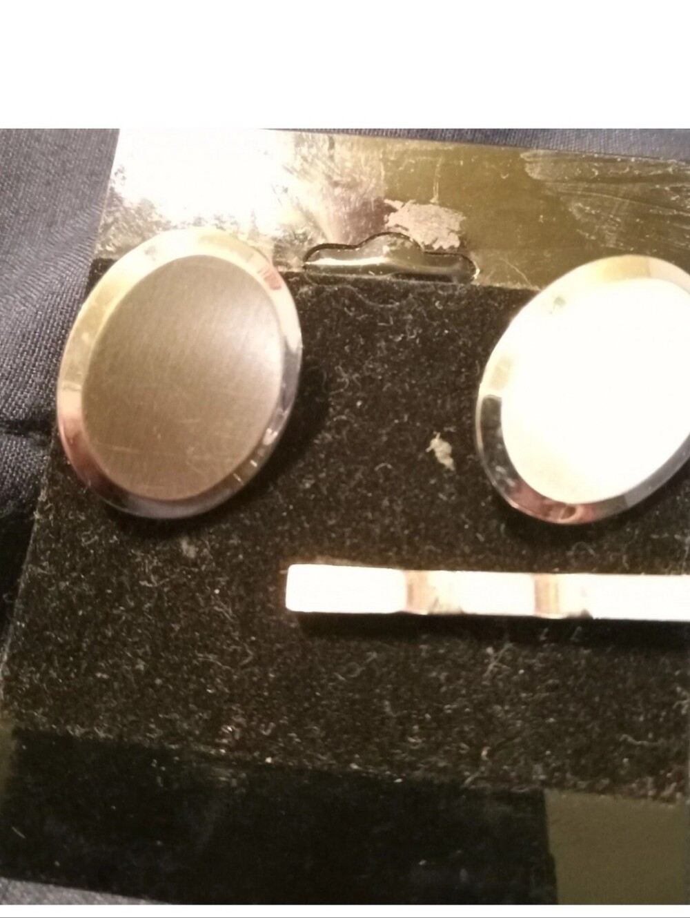 Silver Oval Cufflinks and Tie Clip Set - Men's Accessories